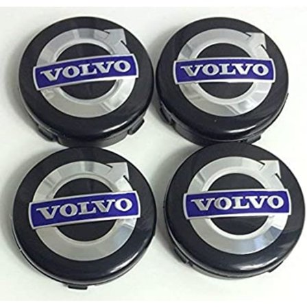 4 x Volvo kevytmetallivanteet, keskihubin kannat, 64 mm, musta / sininen, C70