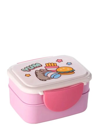Puckator Stacked Bento Box Lunch Box With Cutlery - Pink - ONE SIZE