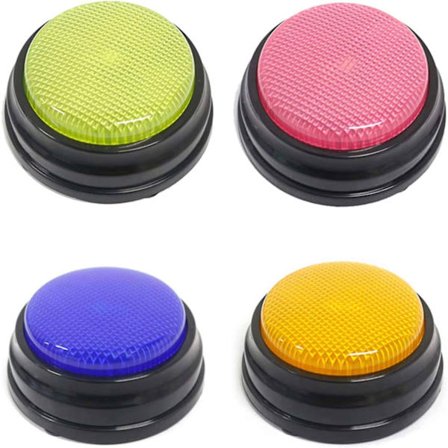 Optagelig hundetaleknap med LED-funktion og svarringetoner (4 stk.)