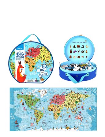 Barbo Toys | Our Big World Puzzle, 200 Pcs In A Suitcase. Where Does The Animals Live? | ONE SIZE