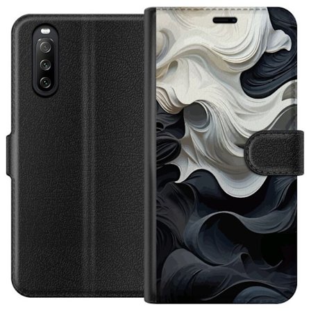 Kompatibelt Plånboksfodral till Sony Sony Xperia 10 III Silke Svart / Vitt