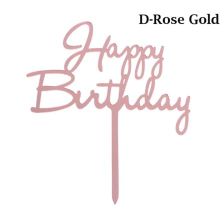 Kakunpäällinen Happy Birthday Akryyli Decor D-rose Gold