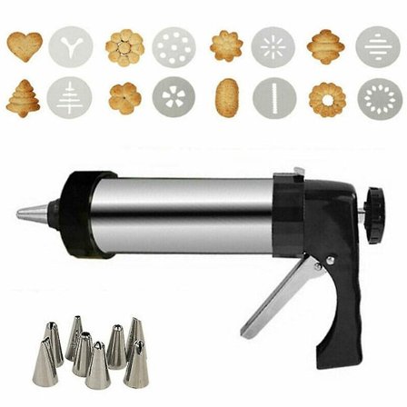 Kage- og Kiks Sprøjte i Rustfrit Stål - Håndpresset Kiksmaskine