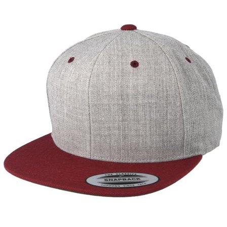 Yupoong - Grå snapback Keps - Heather Grey Maroon Snapback @ Hatstore