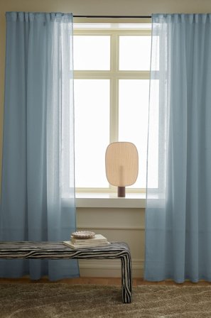 &Home - Gardinlængde med multibånd Mila 2-pak - Blå - Gardinfag med rynkebånd - 250 - Fra Homeroom