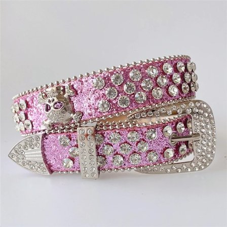 Punk Rhinestone Skull Belts For Women Men Goth Western Cowboy Bling Bling Diamond Crystal Studded E Girl Y2K Belt Strap For Jean