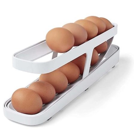 Automatisk Egg Oppbevaringsboks Eggdispenser Hjem Kjøkken Kjøleskap Eggbeholder (hvit)
