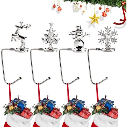 4 kpl joulusukkapidikkeet, joulusukkapidikkeet takan reunalle, joulusukkapidikkeet 4 tyylissä, liukumaton joulusukkapidin