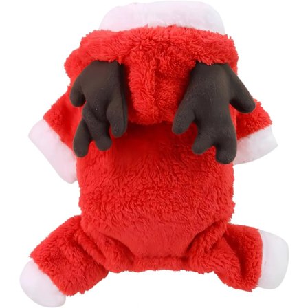 Julekostyme for hund, Juleklær for kjæledyr, Plysjkattekostyme, Hunderen-kostyme, Hettegenser, Julehettegenser, Jakke, Hatt