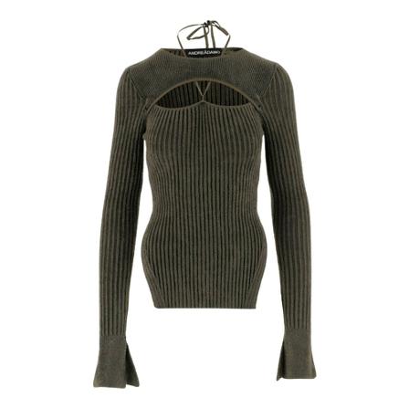 Andrea Adamo Round-neck Strik Grøn, Dame Striktrøjer