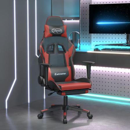 Vidaxl Gamingstol Med Massage Och Fotstöd Svart Och Röd Konstläd Röd