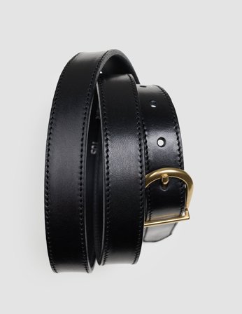 Shaping New Tomorrow - Dam - Thin Leather Belt - Black/Gold - Storlek 95