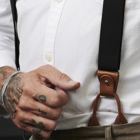 Breda Svarta Hänglsen med Flerfunktion för män - Hängslen med Stroppar