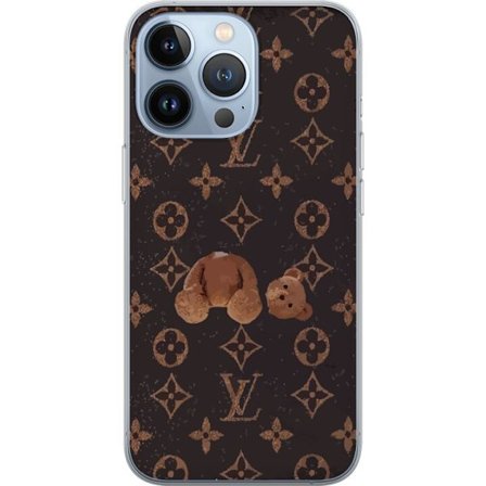 Kompatibel Mobilcover til Apple Apple iPhone 13 Pro Luksuriøst monogrammønster med knust bamse i mørk modeæstetik