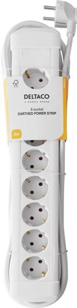 Deltaco outlet 8xCEE 7/3 outlets, 1xCEE 7/7, 5m kabel, white