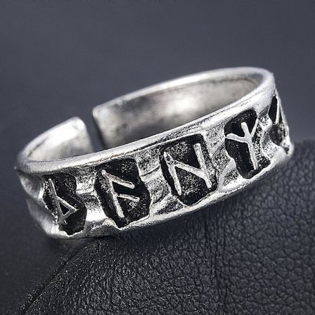 Vintage Viking Ring i Metall med Geometriska Symboler, Justerbar Ring för Män, Kreativ Ring för Pekfingret, Casual Punk-Stil