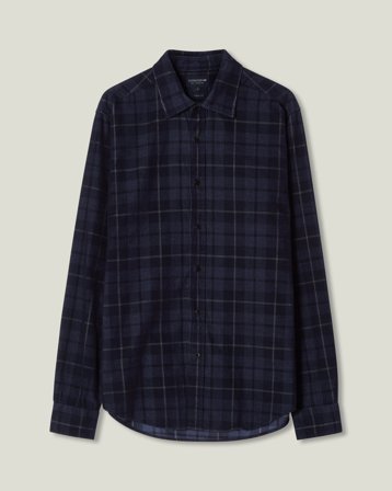 Lexington Casual Cord Hemd, dunkelblau mit Karomuster