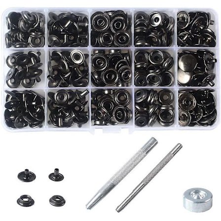 50 Set Läder Tryckknappar Kit 15mm Metallknappar Tryckknappar Med 3 Setter Verktyg Läderknappar För Kläder Jackor