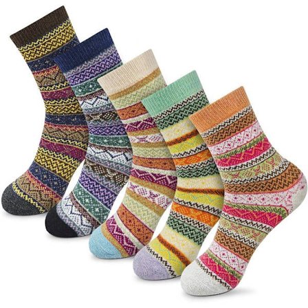 5PCS Socks Winter Gifts for Women Warm Thick Soft Wool Socks Christmas Gifts
