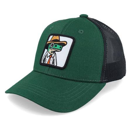 Kiddo Cap - Groen trucker Cap - Kids Lizard With Hat Patch Dark Forest/Black @ Hatstore