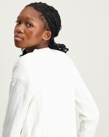 Tommy Hilfiger POINTELLE CABLE CARDIGAN Weiß Pullover Mädchen - Kids Brand Store