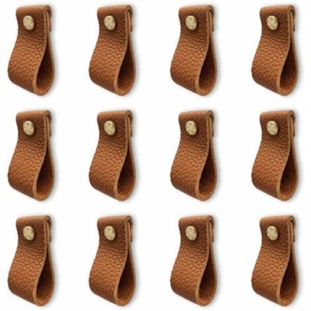 Läderhandtag för byrå, 12-pack, uppgradera utseendet på möbler, perfekt ersättning för mjuka metallådor (brun)
