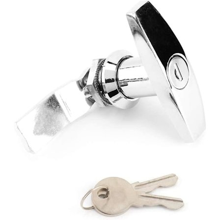 Trailer T-lås, bakre fäst T-handtag lås verktygslåda garageportlås med nycklar för släpvagn husvagn tak (silver1pc)