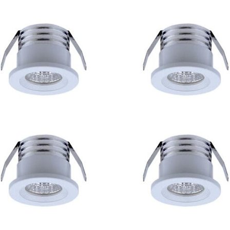 Set med 4 Mini Inbyggda LED-Spots, 3 W, Kalla Vita Ljus Vita