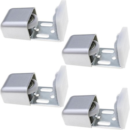 Sæt med 4 justerbare gulvstyr, kompatible med skydedør - Anti-ridse ruller med kuglelejer - kompatibel med dørtykkelse 30-65 mm