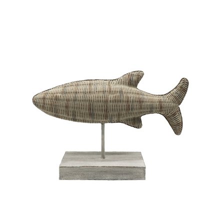 Fiskedekoration, polyresin, 27x8x18cm, naturlig finish