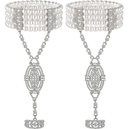 2 st 1920-tals Flapper Armband & Ring Set Imitationspärlor