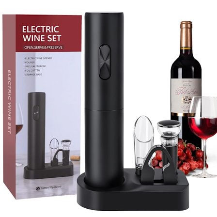 Electric Wine Opener Set Automatic Corkscrew Battery Wine Bottle Opener With Foil Cutter For Kitchen Bar Home Party Wine Lover