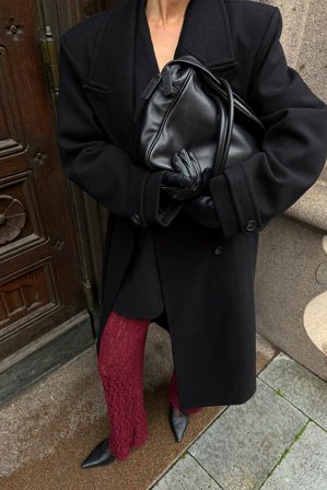 NA-KD Vida byxor med spets - Nyårsbyxor - Burgundy - S