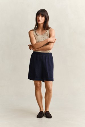 GANT Damen Shorts aus Leinenmix (40) Marineblau