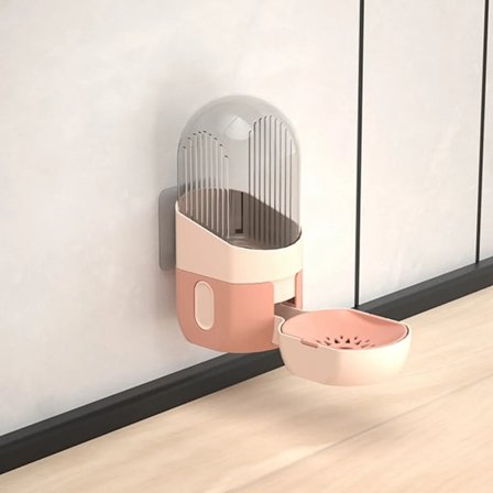 1000ml Hängande Vattendispenser för Husdjursbur, Automatisk Vattenfontän för Katter och Hundar, Dricksfontän, Drickskål, Rosa