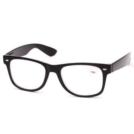 Matt svarta Wayfarer läsglasögon med styrka 3.0