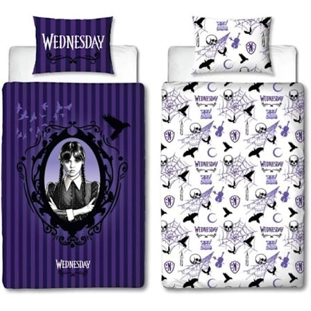 Vändbart bäddset - WEDNESDAY - Mikrofiber - 1 påslakan 140 x 200 cm + 1 örngott 63 x 63 cm