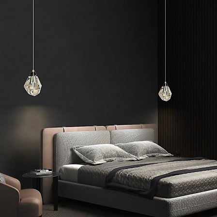 LED-pendellampe med krystall for kjøkkenøy, 10 cm lanterndesign