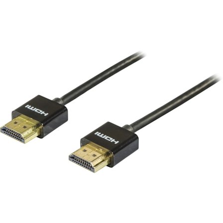 Thin HDMI cable, HDMI High Speed with Ethernet, 2m, black