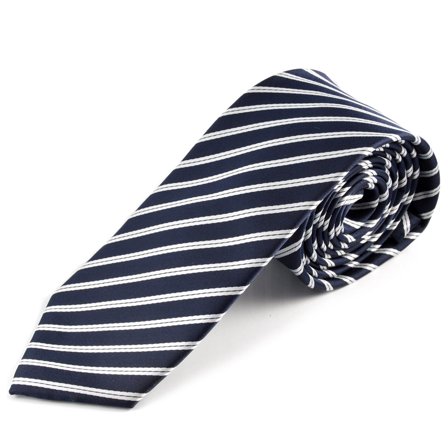 Navy / White Microfiber Slips voor mannen - Smalle stropdassen