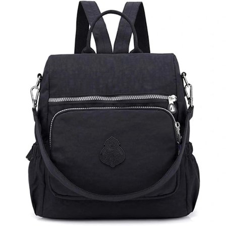 Dam Ryggsäck Dam Rucksack Handväska Stöldskydd Vattentät Nylon Skolväska Resa Casual Daypack Mode Axelväska Svart