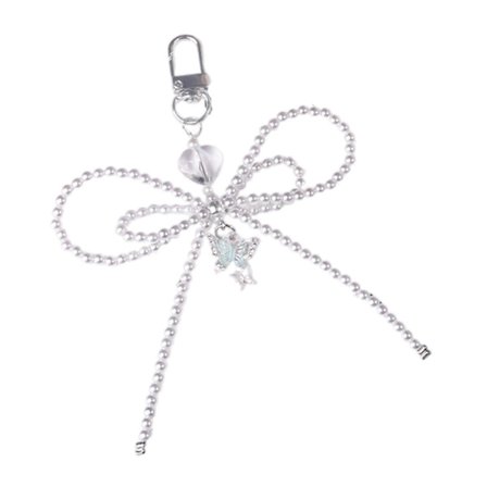 Perler Perle Nøglering Dobbelt Lag Sløjfe Vedhæng Nøglering Sommerfugl Knude Nøglekæde Bærbare Nøgleringe Tilbehør til Kvinder