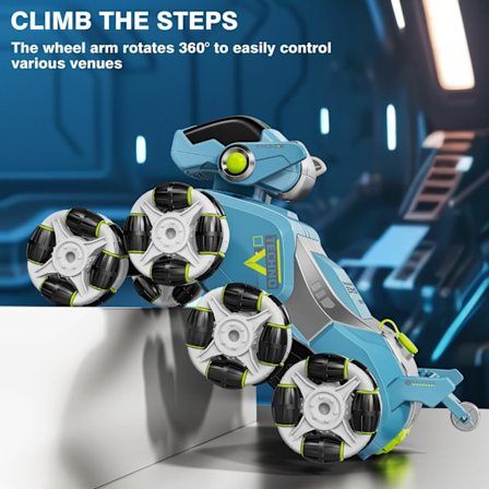 8WD RC Stuntbil Leksaker för Barn, 2.4GHz 360° Roterande Föränderlig Robot Hund Fjärrkontroll Bil Leksaker med Spray och Lampor, 