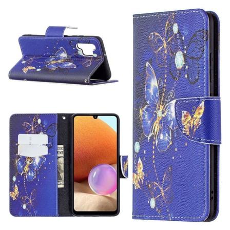Wonderland Samsung Galaxy A32 Flip Etui - Sommerfugle Mønster Purple