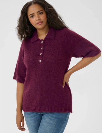 Kaffe Curve Kcemilia Polo Pullover - Burgundy - S