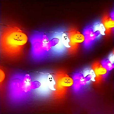 1 kpl 10/20/40 LED Halloween-valosarja paristokäyttöinen kurpitsa lepakko kummitus sisätiloihin kotiin piha Halloween-koristevalot (D)