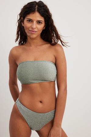 Handpicked x NA-KD Culotte de bikini pailletée à taille haute - Collections des influenceuses - Vert - XX-Small