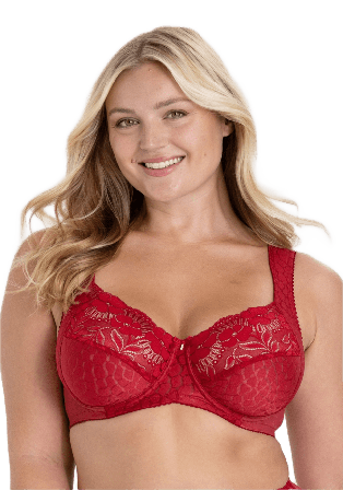 Miss Mary of Sweden Jacquard & Lace Bh Dam Röd C90
