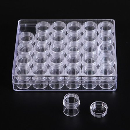 Sæt med 30 gennemsigtige plastperleopbevaringsbeholdere med opbevaring