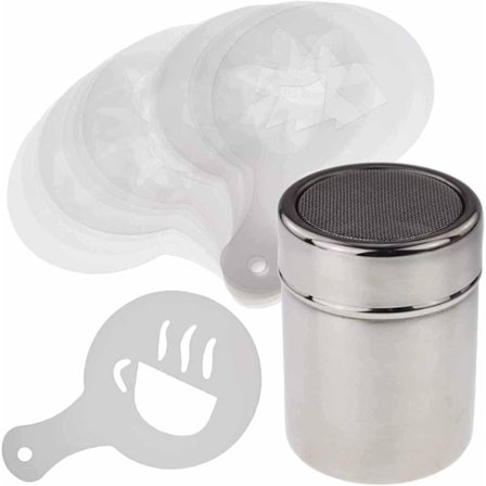 1 ST Rostfri Pulverspridare 16 ST Kaffe Latte Form Utskriftsmodell 1 ST Plast Kaffebönsksked